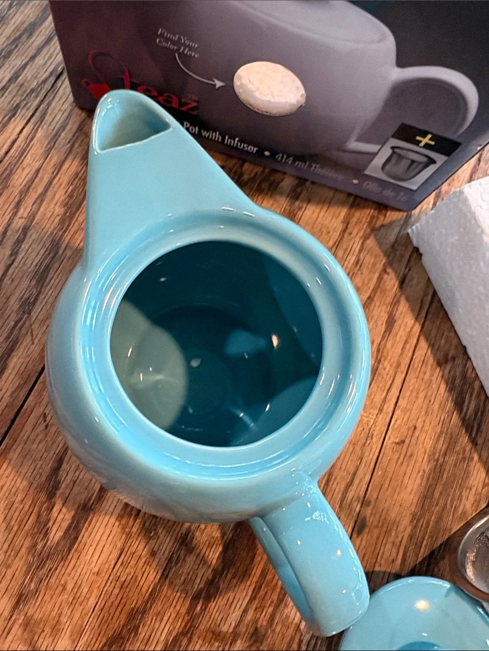 14 oz. Blue Ceramic Tea Pot with Infuser